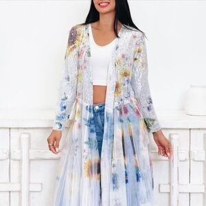 Origami Floral Sunflower Sequin Cardigan